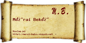 Mérai Bekő névjegykártya